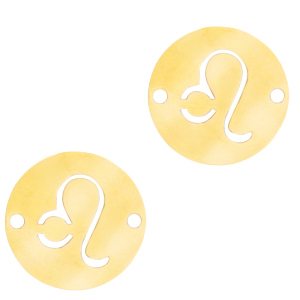 Stainless Steel - Rostfrei Stahl Anh&auml;nger/Zwischenst&uuml;ck Sternzeichen L&ouml;we Gold