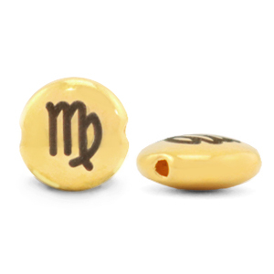 Metall Perlen DQ 7mm Sternzeichen Jungfrau Gold (Nickelfrei)