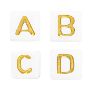 Buchstaben Perlen aus Acryl Mix White-gold
