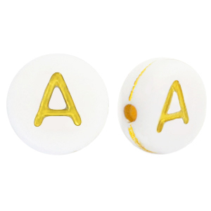 Buchstaben Perlen aus Acryl A White-gold