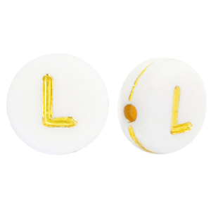 Buchstaben Perlen aus Acryl L White-gold