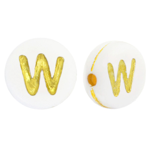 Buchstaben Perlen aus Acryl W White-gold