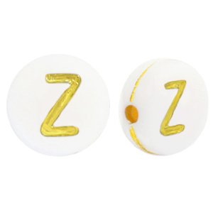Buchstaben Perlen aus Acryl Z White-gold