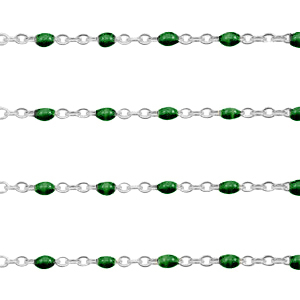 Stainless Steel - Rostfrei Stahl Schmuckzubeh&ouml;r Gliederkette 1mm Ultramarine green-silber