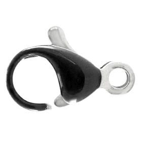 Stainless Steel - Rostfreiem Stahl Schmuckzubeh&ouml;r Karabinerverschluss 10mm Schwarz-silber