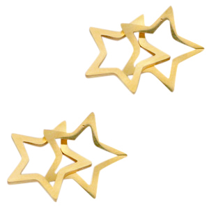 Stainless Steel - Rostfrei Stahl Anh&auml;nger/Zwischenst&uuml;ck double Stern Gold