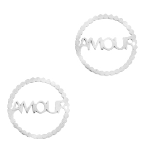 Stainless Steel - Rostfrei Stahl Anh&auml;nger/Zwischenst&uuml;ck "AMOUR" Silber