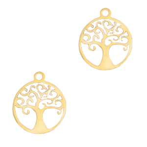Stainless Steel - Rostfrei Stahl Anh&auml;nger Baum des Lebens Gold