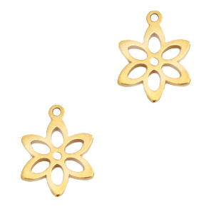 Stainless Steel - Rostfrei Stahl Anh&auml;nger Blume Gold