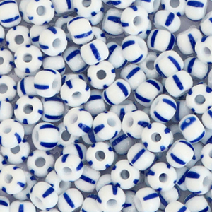 Preciosa Rocailles 6/0-03330 White-blue