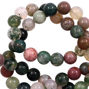 Naturstein Perlen Chalcedon (Quarz)  und Jaspis 6mm Green mix