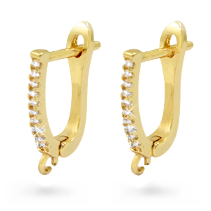 Zirkonia Creolen Oval mit &Ouml;se Gold