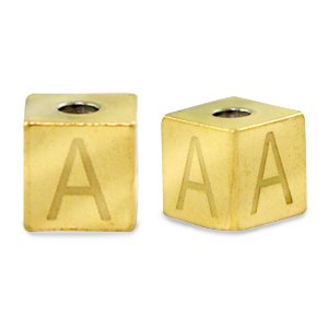 Stainless Steel - Rostfrei Stahl Perlen Buchstaben A Gold