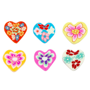 Polymer Perlen Herz Blumen Multicolour