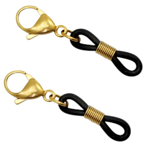 Stainless Steel - Rostfrei Stahl Schmuckzubeh&ouml;r Endst&uuml;ck Brillen Kordel mit Karabinerverschluss Gold-black