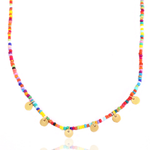 Ketten aus Stainless Steel - Rostfreiem Stahl Rocailles und M&uuml;nzen Gold-Multicolour