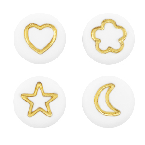 Buchstaben Perlen aus Acryl Ikone Mix White-gold