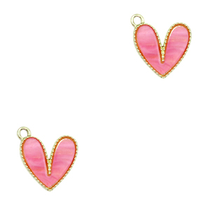 Resin Anh&auml;nger Herz Gold-pink