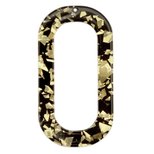 Resin Anh&auml;nger lang Oval Champagne-black