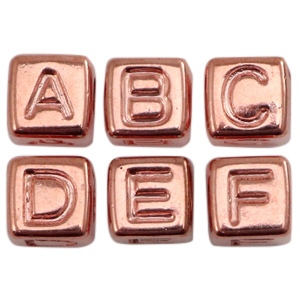 Buchstaben Perlen aus Acryl Metallook Rosegold