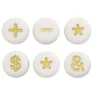 Buchstaben Perlen aus Acryl Symbol White-gold