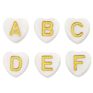 Buchstaben Perlen aus Acryl Herz White-gold