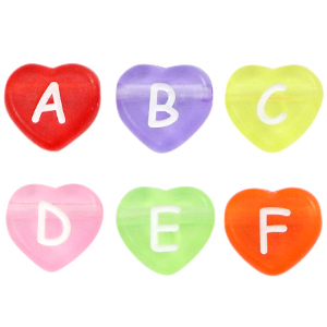 Buchstaben Perlen aus Acryl Herz Multicolour transparent