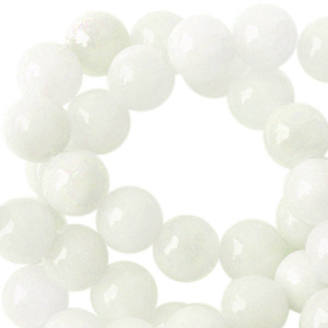 6 mm Naturstein Perlen rund white  