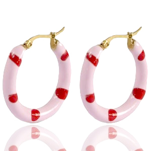 Ohrringe aus Stainless Steel - Rostfreiem Stahl Creolen Enamel 26mm Soft light pink red-gold