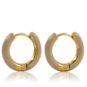 Ohrringe aus Stainless Steel - Rostfreiem Stahl Creolen Enamel 16mm Nude brown-gold