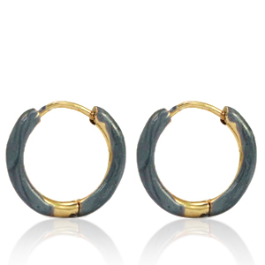 Ohrringe aus Stainless Steel - Rostfreiem Stahl Creolen Enamel 14mm Blue grey-gold