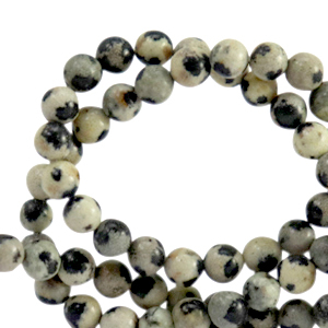 Naturstein Perlen Dalmatiner Jaspis 4mm Greige anthracite