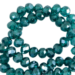 Top Glas Facett Perlen 8x6 mm rondellen Danube blue-pearl shine coating