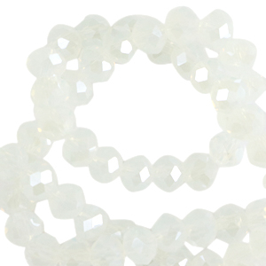 Top Glas Facett Perlen 8x6 mm rondellen Milky crystal-pearl shine coating