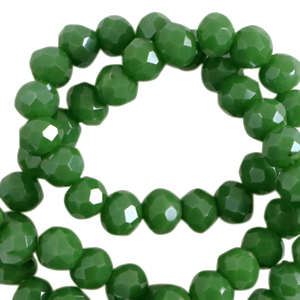 Top Glas Facett Perlen 6x4 mm rondellen Cadmium green-pearl shine coating