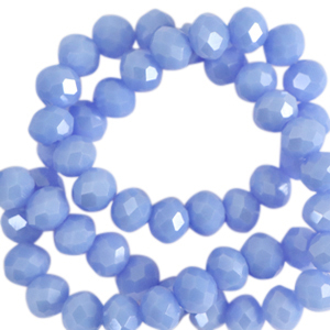 Top Glas Facett Perlen 4x3mm rondellen Sky blue-pearl shine coating