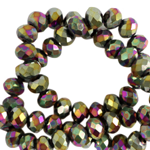 Top Glas Facett Perlen 4x3mm rondellen Gold-AB coating