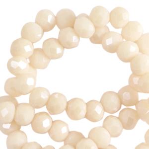 Top Glas Facett Perlen 4x3mm rondellen Pristine beige-pearl shine coating