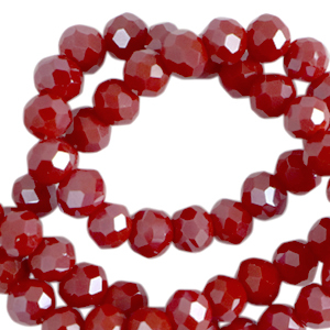 Top Glas Facett Perlen 4x3mm rondellen Dark crimson red-pearl shine coating