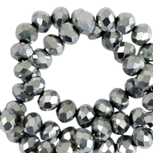 Top Glas Facett Perlen 3x2mm rondellen Silver-pearl shine coating
