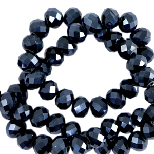 Top Glas Facett Perlen 6x4 mm rondellen Interstellar blue-pearl shine coating