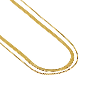 Ketten aus Stainless Steel - Rostfreiem Stahl 2 layer Schlangenkette Gold