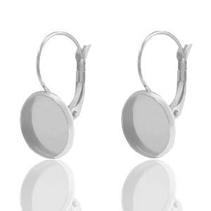 Stainless Steel - Rostfrei Stahl Schmuckzubeh&ouml;r Ohrringe f&uuml;r Cabochon 12mm Silber