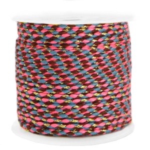 Trendy Kordel geflochten 2mm Gold-neon pink blue
