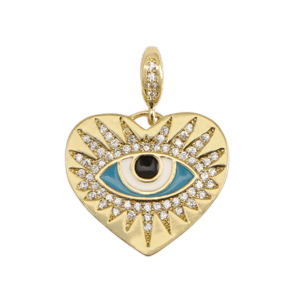Brass TQ Metall Anh&auml;nger Auge der Vorsehung Enamel Gold-blue