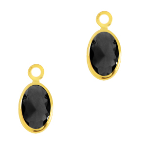 Anh&auml;nger Kristallglas Oval Jet black-gold
