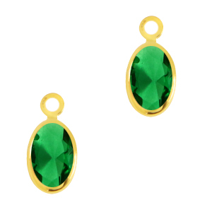 Anh&auml;nger Kristallglas Oval Classic green-gold