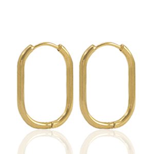 Ohrringe aus Stainless Steel - Rostfreiem Stahl Creolen oval Gold