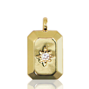 Brass TQ Metall Anh&auml;nger Rechteck mit Stern Gold