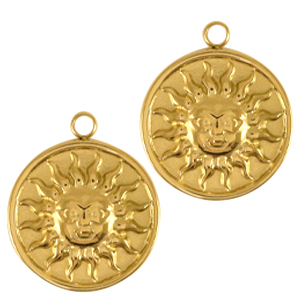 Stainless Steel - Rostfrei Stahl Anh&auml;nger Sonne Gold
